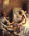 Famous Artist Paintings - Reine Goeneutte Washing The Young Jean Guerard In The Artist's Studio
